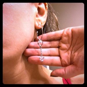 SOLD! Dangle Heart Hoop Earrings